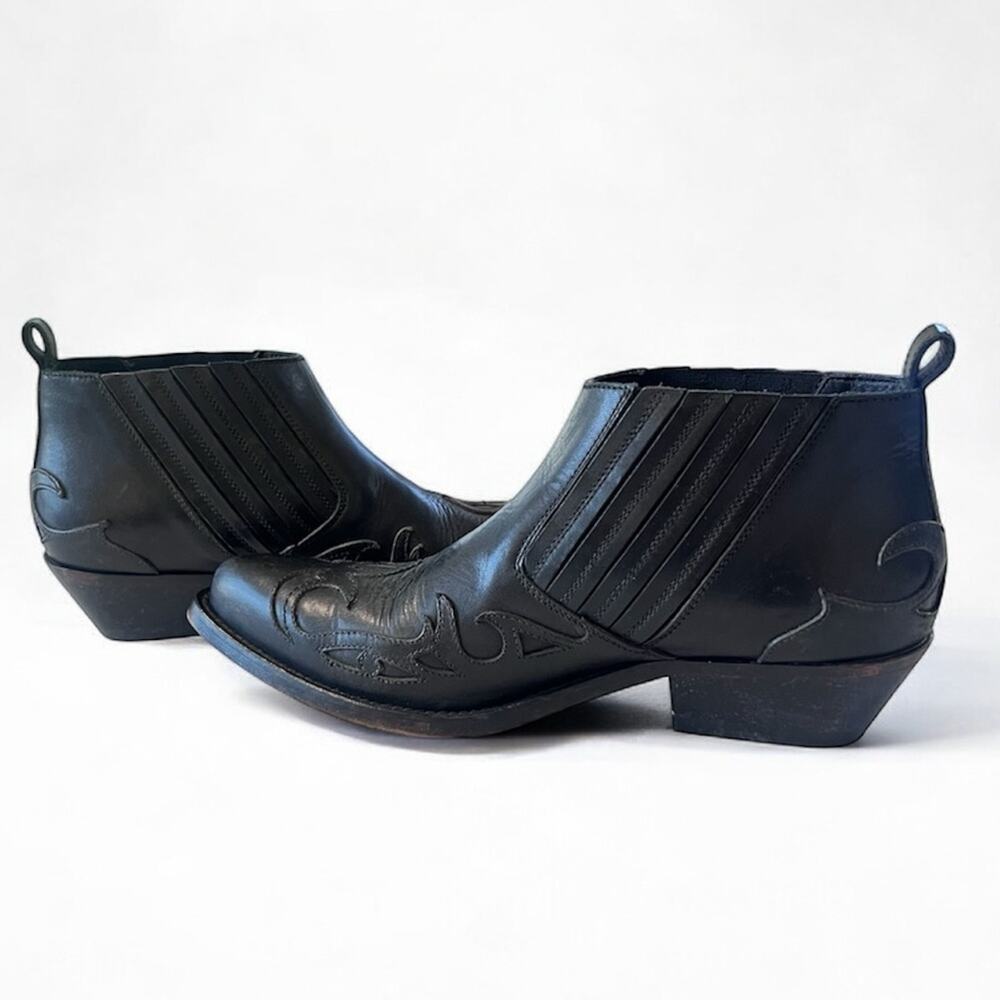 Golden Goose Leather Western Booties Black Ankle Boots Made in Italy Sz 39 US 9